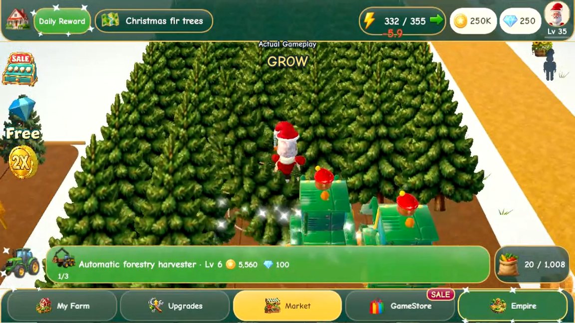 The Farmers Market: a fir plantation under snow with a festive character